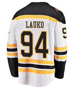 Jakub Lauko 94 Boston Bruins Stanley Cup 2023 Playoffs Patch Away Breakaway Men Jersey - White