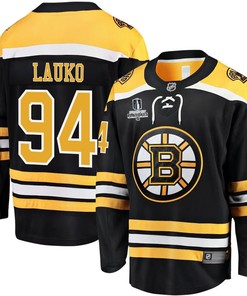 Jakub Lauko 94 Boston Bruins Stanley Cup 2023 Playoffs Patch Home Breakaway Men Jersey - Black