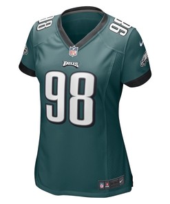 Jalen Carter 98 Philadelphia Eagles Women's 2023 Draft First Round Pick Game Jersey - Midnight Green