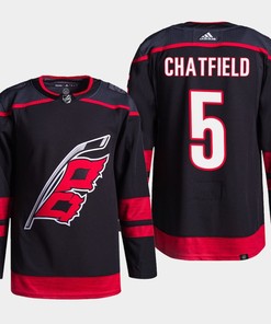 Jalen Chatfield 5 Carolina Hurricanes Black Jersey Primegreen Alternate