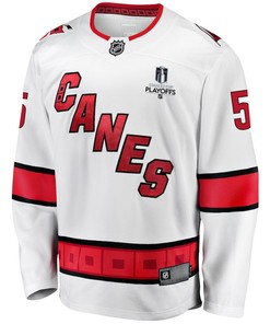 Jalen Chatfield 5 Carolina Hurricanes Stanley Cup 2023 Playoffs Patch Away Breakaway Men Jersey - White