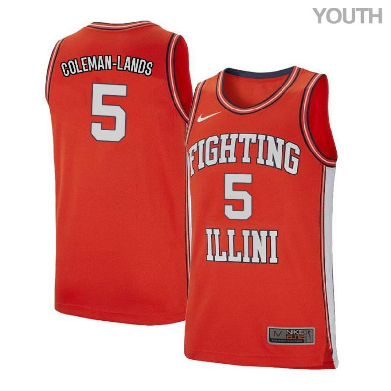 Jalen Coleman-Lands 5 Illinois Fighting Illini Retro Elite Basketball Youth Jersey - Orange