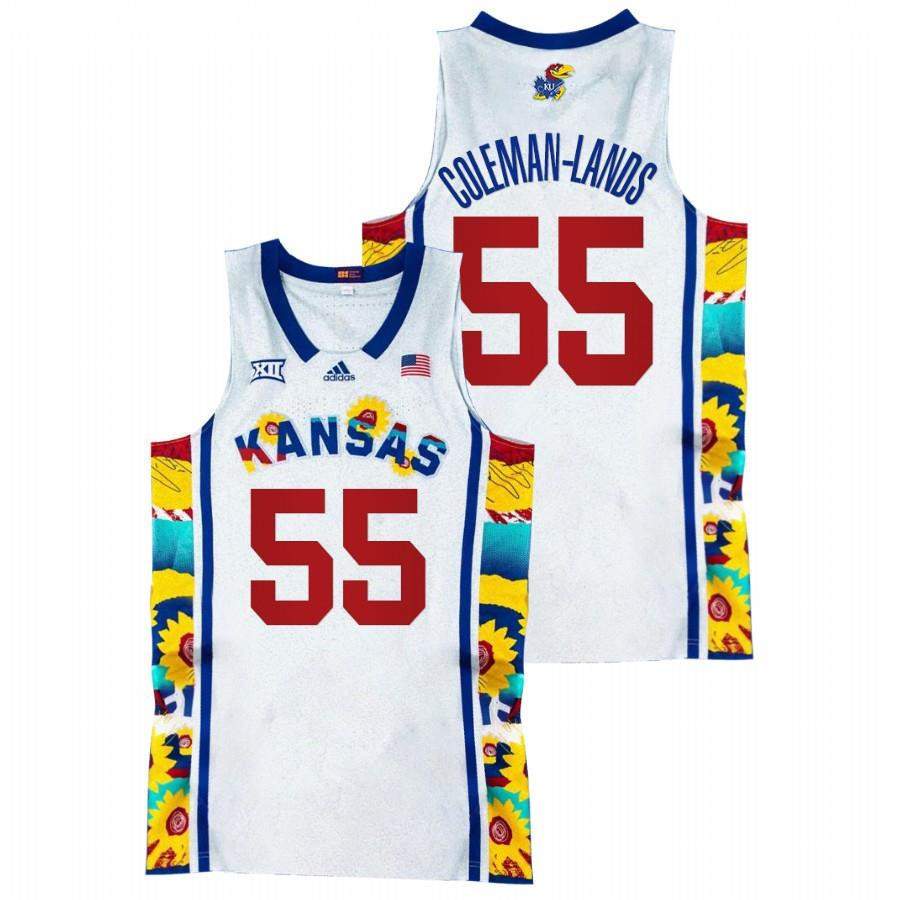 Jalen Coleman-Lands 55 Kansas Jayhawks 2022 Sunflower Showdown Basketball Men Jersey - White