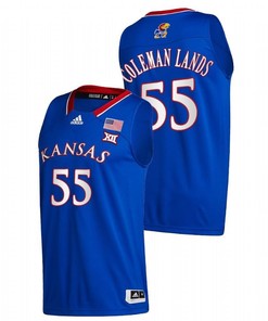Jalen Coleman-Lands 55 Kansas Jayhawks 2023 College Basketball Away Men Jersey - Blue