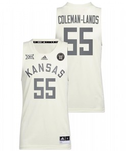 Jalen Coleman-Lands 55 White Kansas Jayhawks 2022 College Basketball Reverse Retro Jersey