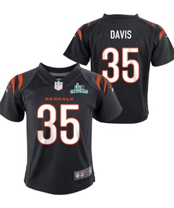 Jalen Davis 35 Cincinnati Bengals Super Bowl LVII Champions Youth Game Jersey - Black