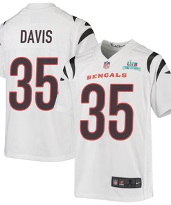 Jalen Davis 35 Cincinnati Bengals Super Bowl LVII Champions Youth Game Jersey - White