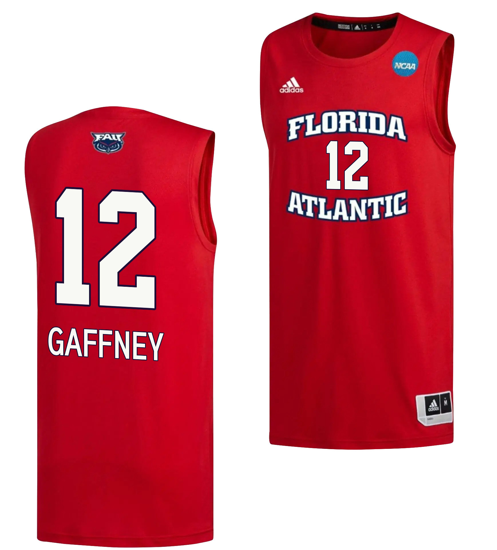 Jalen Gaffney 12 FAU Owls 2023 March Madness Basketball Men Jersey- Red