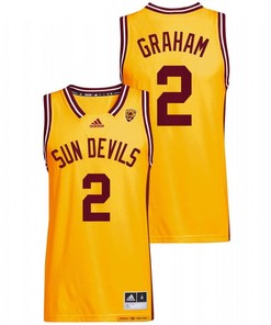 Jalen Graham 2 Arizona State Sun Devils Gold Reverse Retro Basketball Jersey