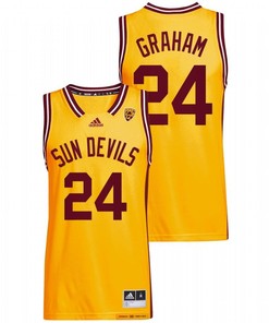 Jalen Graham 24 Arizona State Sun Devils 2022 Reverse Retro College Basketball Men Jersey - Gold