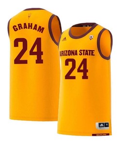 Jalen Graham 24 Arizona State Sun Devils Retro Basketball Men Jersey - Yellow