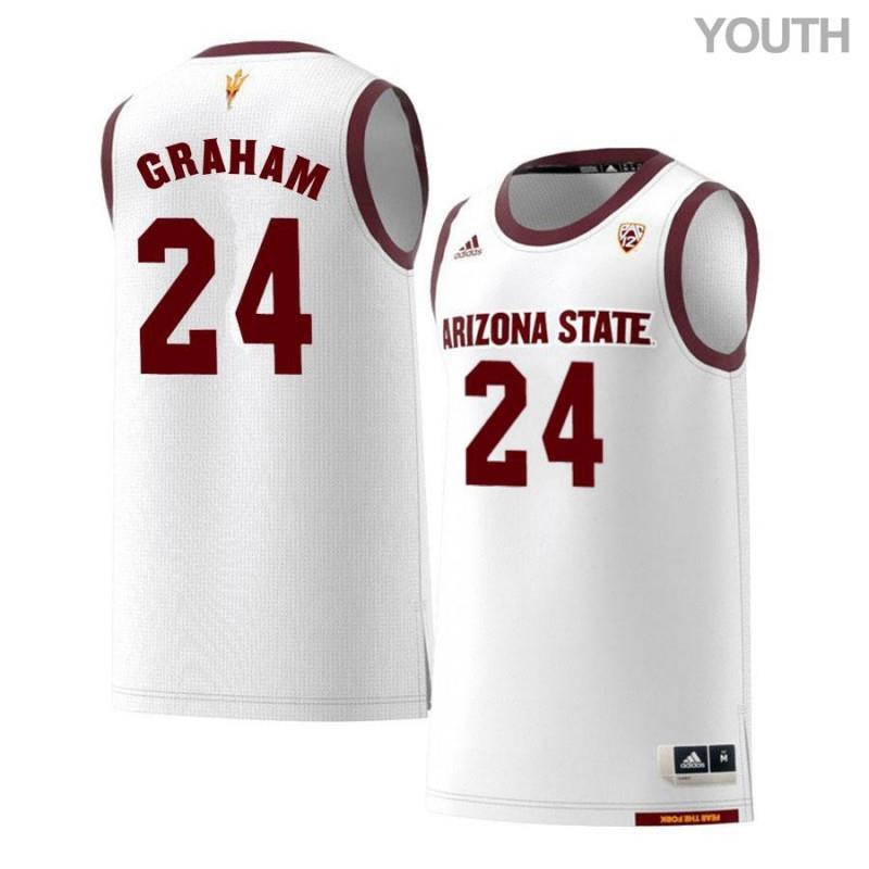 Jalen Graham 24 Arizona State Sun Devils Retro Basketball Youth Jersey - White