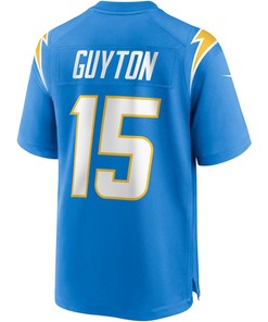 Jalen Guyton 15 Los Angeles Chargers Game Player Jersey - Powder Blue