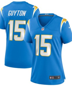 Jalen Guyton 15 Los Angeles Chargers Women's Player Game Jersey - Powder Blue