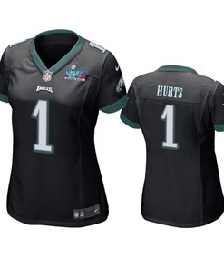 Jalen Hurts 1 Philadelphia Eagles Super Bowl LVII Black Game Jersey - Women