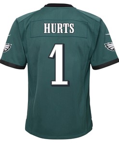 Jalen Hurts 1 Philadelphia Eagles Super Bowl LVII Champions 2 Stars 2 Stars Youth Game Jersey - Black