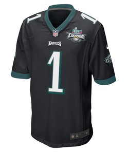 Jalen Hurts 1 Philadelphia Eagles Super Bowl LVII Champions 2 Stars Men Game Jersey - Black