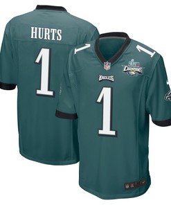 Jalen Hurts 1 Philadelphia Eagles Super Bowl LVII Champions 2 Stars Men Game Jersey - Midnight Green