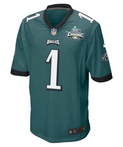 Jalen Hurts 1 Philadelphia Eagles Super Bowl LVII Champions 2 Stars Men Game Jersey - Midnight Green