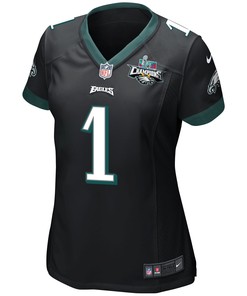 Jalen Hurts 1 Philadelphia Eagles Super Bowl LVII Champions 2 Stars Women Game Jersey - Black
