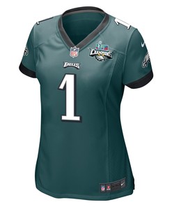 Jalen Hurts 1 Philadelphia Eagles Super Bowl LVII Champions 2 Stars Women Game Jersey - Midnight Green