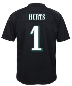 Jalen Hurts 1 Philadelphia Eagles Super Bowl LVII Champions 2 Stars Youth Game Jersey - Black
