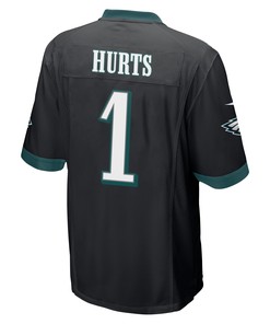 Jalen Hurts 1 Philadelphia Eagles Super Bowl LVII Champions Men Game Jersey - Black