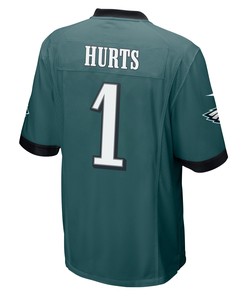 Jalen Hurts 1 Philadelphia Eagles Super Bowl LVII Champions Men Game Jersey - Midnight Green