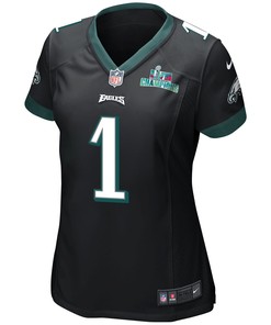 Jalen Hurts 1 Philadelphia Eagles Super Bowl LVII Champions Women Game Jersey - Black