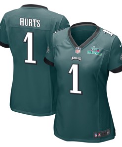 Jalen Hurts 1 Philadelphia Eagles Super Bowl LVII Champions Women Game Jersey - Midnight Green