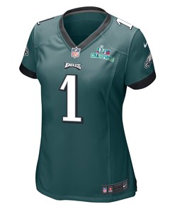 Jalen Hurts 1 Philadelphia Eagles Super Bowl LVII Champions Women Game Jersey - Midnight Green