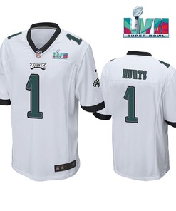 Jalen Hurts 1 Philadelphia Eagles Super Bowl LVII Game Player Men Jersey - White