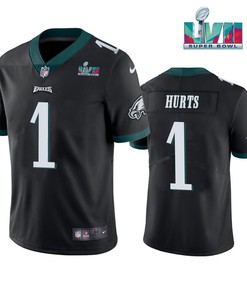 Jalen Hurts 1 Philadelphia Eagles Super Bowl LVII Vapor Limited Men Jersey - Black