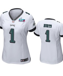 Jalen Hurts 1 Philadelphia Eagles Super Bowl LVII White Game Jersey - Women