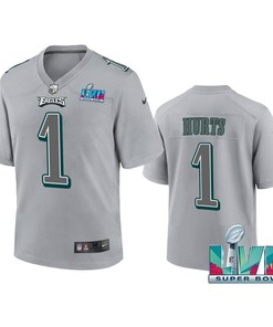 Jalen Hurts 1 Philadelphia Eagles Super Bowl LVII Youth Atmosphere Game Jersey - Gray