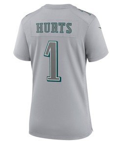 Jalen Hurts 1 Philadelphia Eagles Women Super Bowl LVII Patch Atmosphere Fashion Game Jersey - Gray
