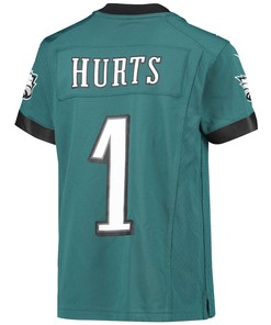 Jalen Hurts 1 Philadelphia Eagles Youth Game Jersey - Midnight Green