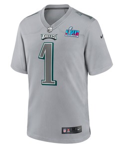 Jalen Hurts 1 Philadelphia Eagles Youth Super Bowl LVII Patch Atmosphere Fashion Game Jersey - Gray