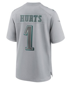 Jalen Hurts 1 Philadelphia Eagles Youth Super Bowl LVII Patch Atmosphere Fashion Game Jersey - Gray