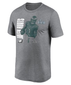 Jalen Hurts Philadelphia Eagles Super Bowl LVII Graphic T-Shirt - Heather Gray