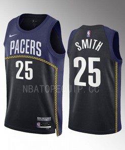Jalen Smith 25 Indiana Pacers 2022-23 City Edition Black Navy Jersey Swingman