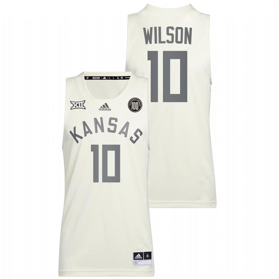 Jalen Wilson 10 Kansas Jayhawks 2022 100 Anniversary Of 1922 Helms National Champs Retro Men Jersey - White