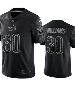 Jamaal Williams 30 Detroit Lions Black Reflective Limited Jersey - Men
