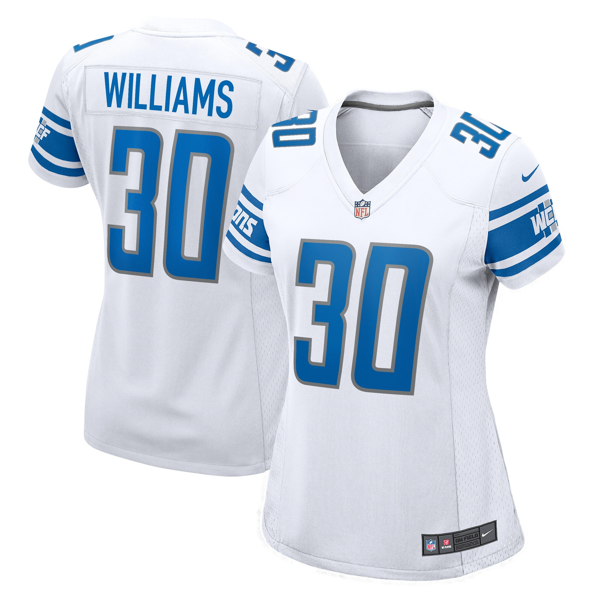 Jamaal Williams Detroit Lions Womens Player Game Jersey White Nfl