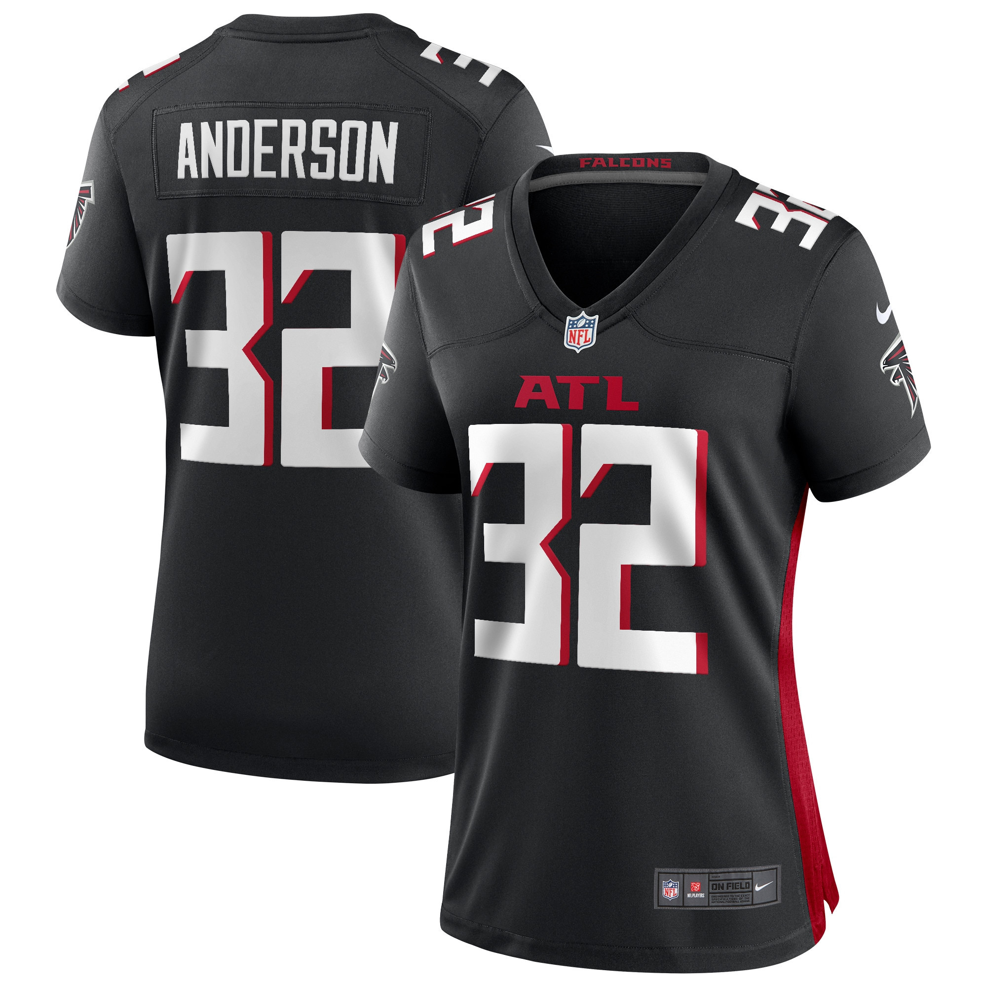 Jamal Anderson Atlanta Falcons Womens Game Retired Player Jersey - Black Nfl