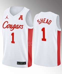 Jamal Shead 1 Houston Cougars White Jersey 2022-23 College Basketball