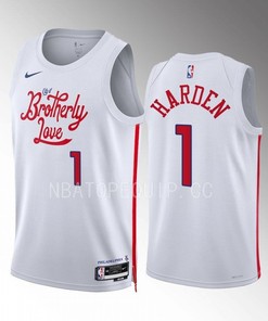 James Harden 1 2022-23 Philadelphia 76ers White City Edition Jersey Swingman