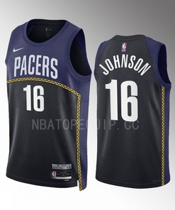 James Johnson 16 Indiana Pacers 2022-23 City Edition Black Navy Jersey Swingman