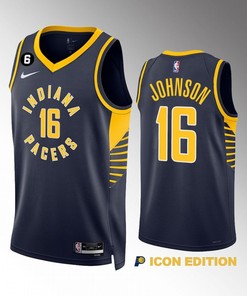 James Johnson 16 Indiana Pacers Navy Icon Edition 2022-23 Men Jersey Swingman