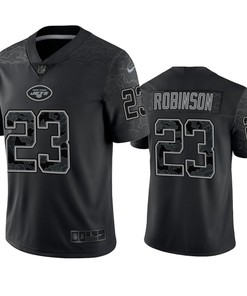 James Robinson 23 New York Jets Black Reflective Limited Jersey - Men